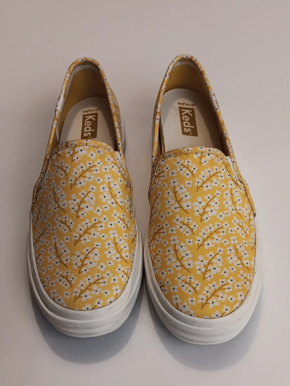 Keds Womens Double Decker Floral Yellow Daisy Floral Slip-On Sneakers Size 8